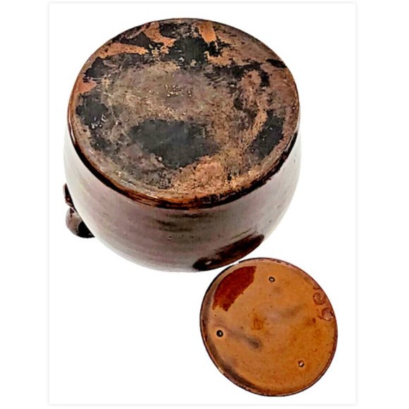 Brown Glaze Stoneware Crock Bean Pot Single Handle with Lid Antique RARE - Picture 6 of 8